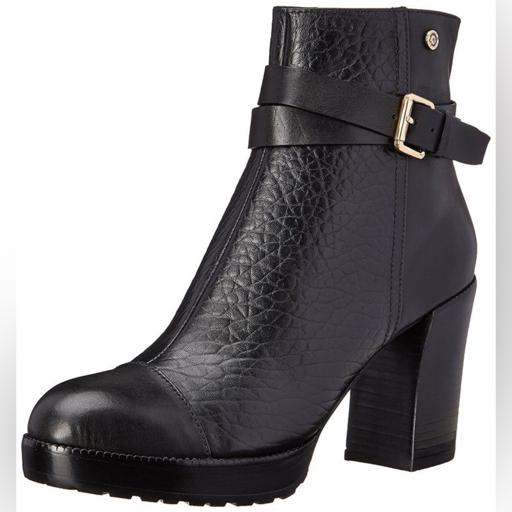 Diesel Windup Bora Black Leather Block Heel Platform Boots Women’s Size 37